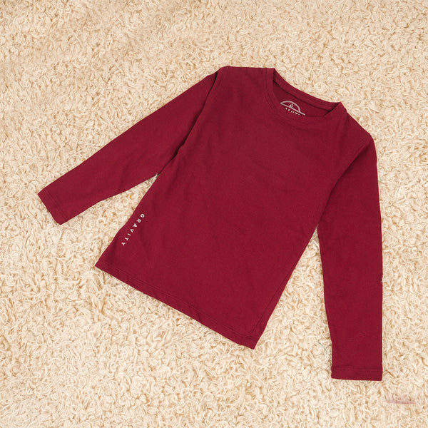 Boys Maroon Full Sleeves T-Shirt