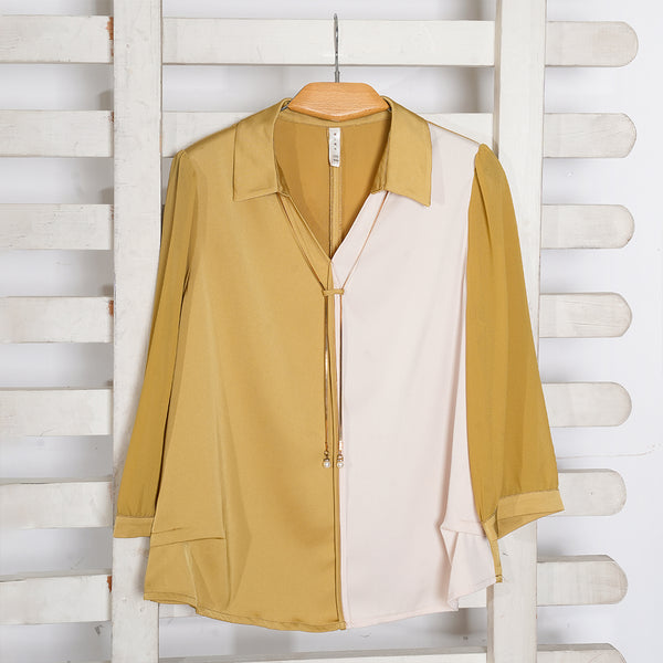 Mustard & Off White Two Tone Casual Top