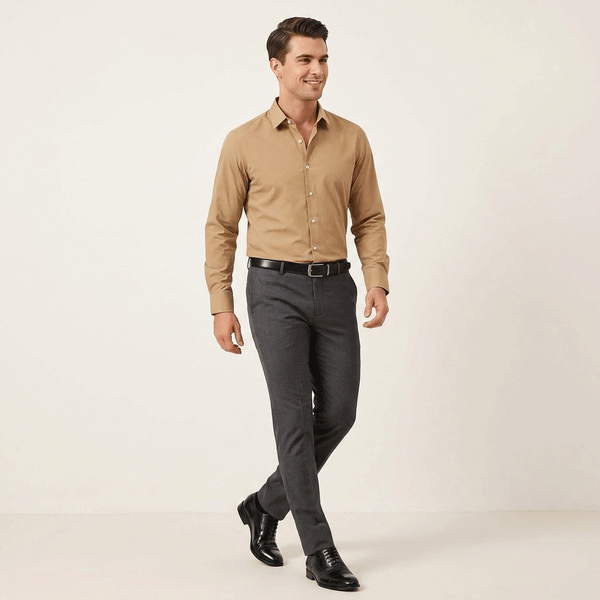 Gravity Men Dress Shirt Beige