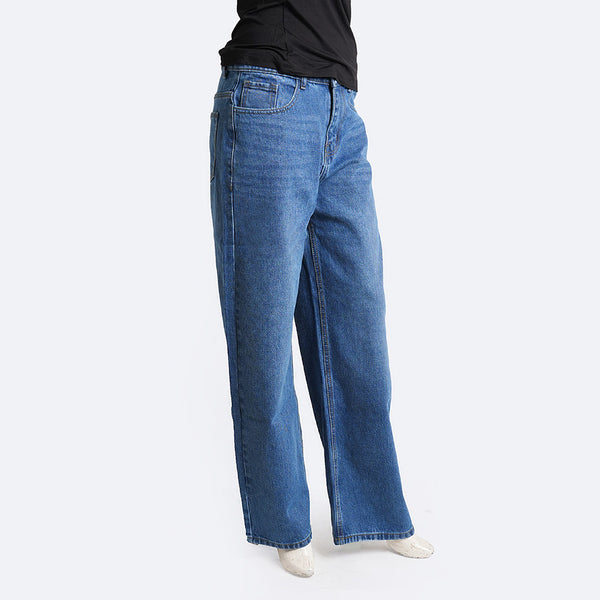 Women's Wide Leg Blue Jeans