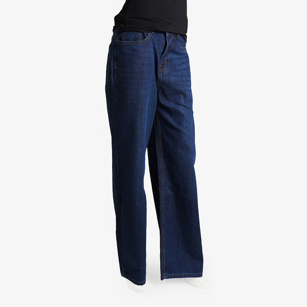 Women's Wide Leg Dark Blue Jeans