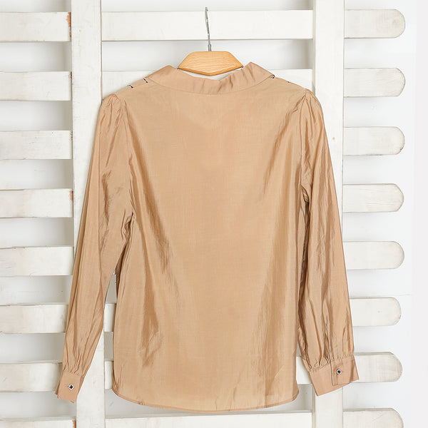 Beige Bow Style Casual Top