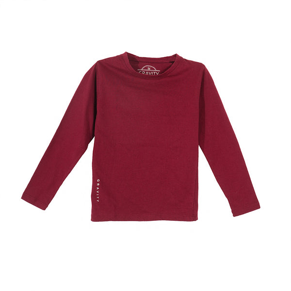 Boys Maroon Full Sleeves T-Shirt
