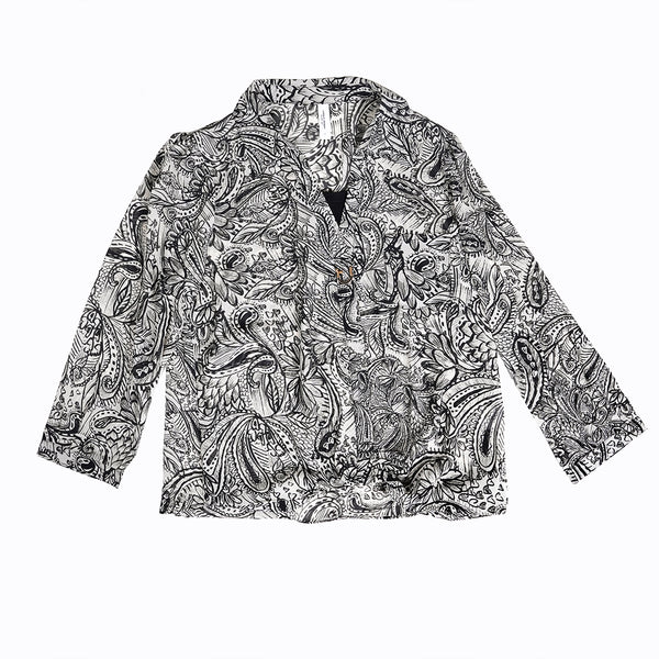 White & Black Casual Top