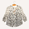 Off White & Black Floral Print Casual Top