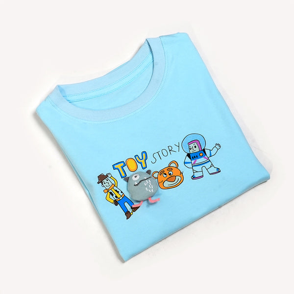 Boys Sky Blue Graphic T-Shirt
