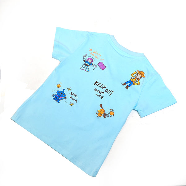 Boys Sky Blue Graphic T-Shirt
