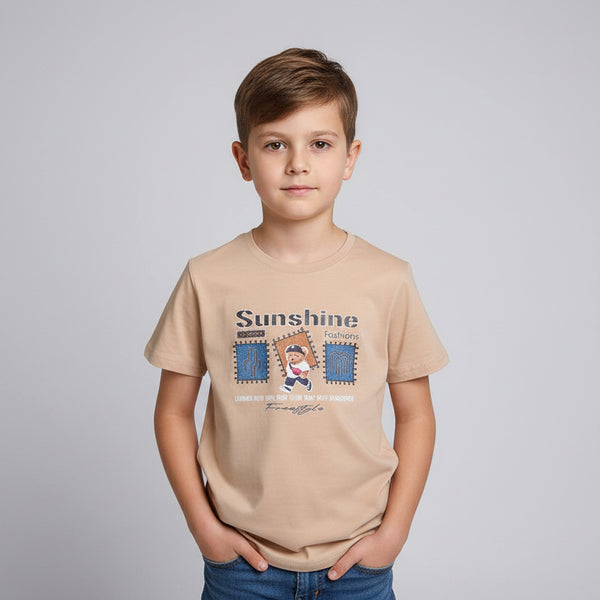 Boys Graphic Brown T-Shirt