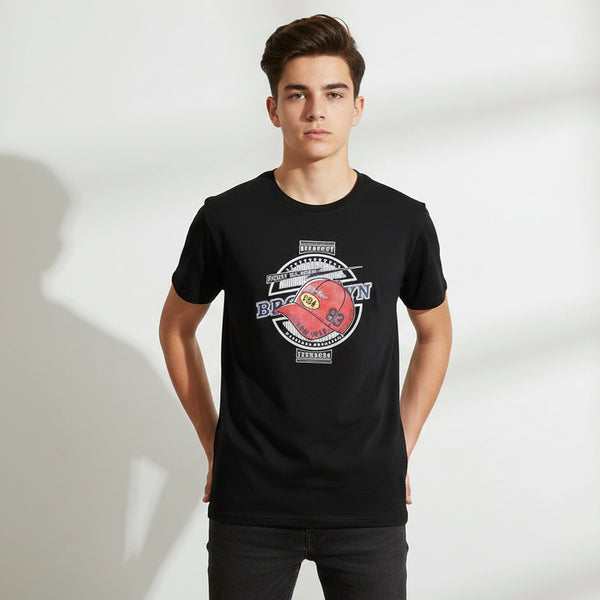 Boys Black Graphic T-Shirt