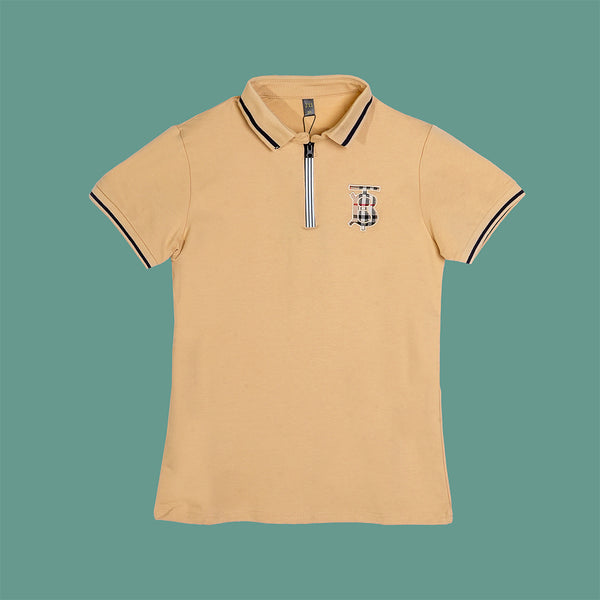 Boys Beige Polo T-Shirt