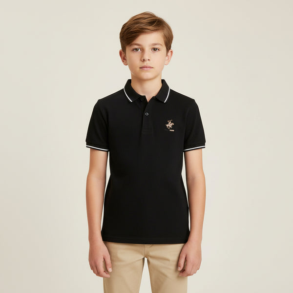Boys Black Polo T-Shirt