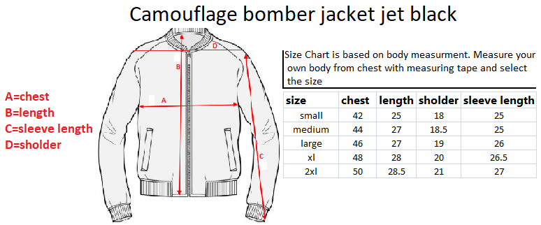 Camouflage Bomber Men Jacket Jet Black - 46111-46115