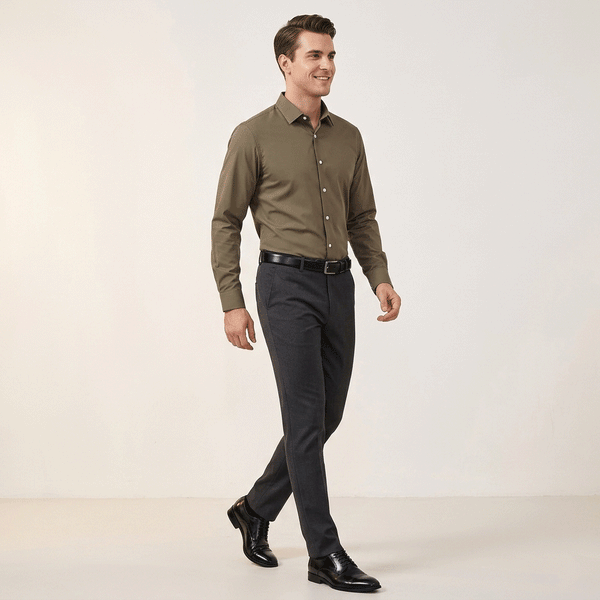 Gravity Men Dress Shirt Pastel Brown