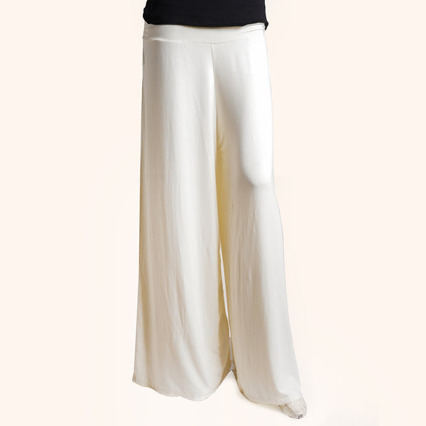 Ladies White Wide Leg Trouser Free Size