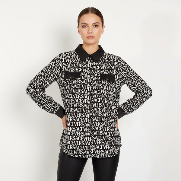 Black Versace All Over Printed Top