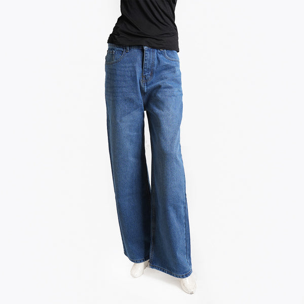 Women's Wide Leg Blue Jeans