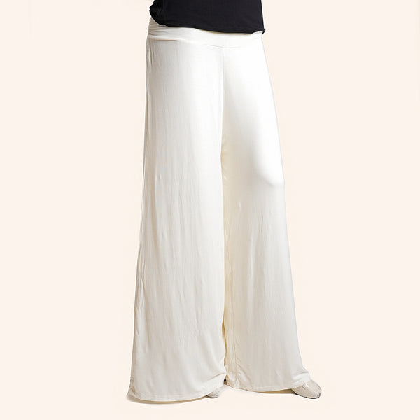 Ladies White Wide Leg Trouser Free Size