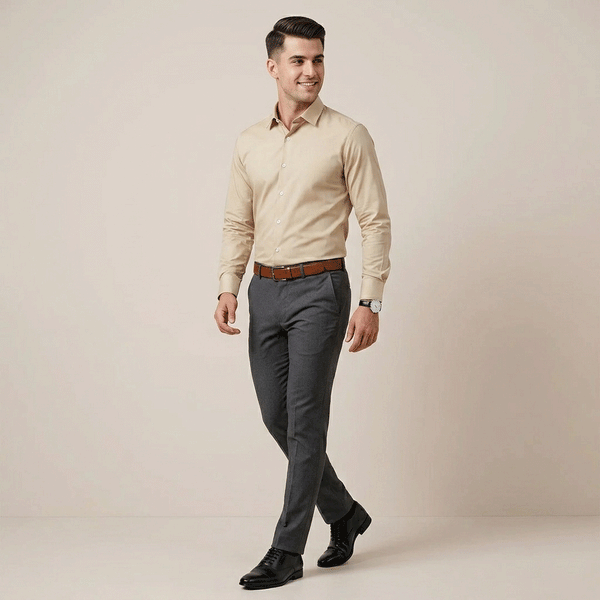 Gravity Men Dress Shirt Beige