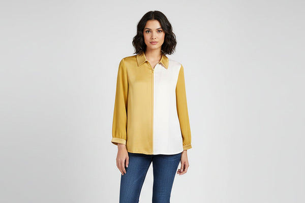 Mustard & Off White Two Tone Casual Top