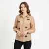 Beige Bow Style Casual Top