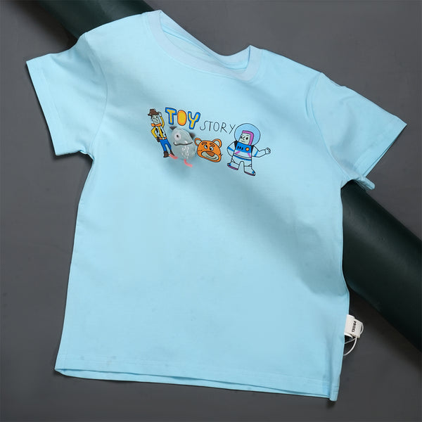Boys Sky Blue Graphic T-Shirt