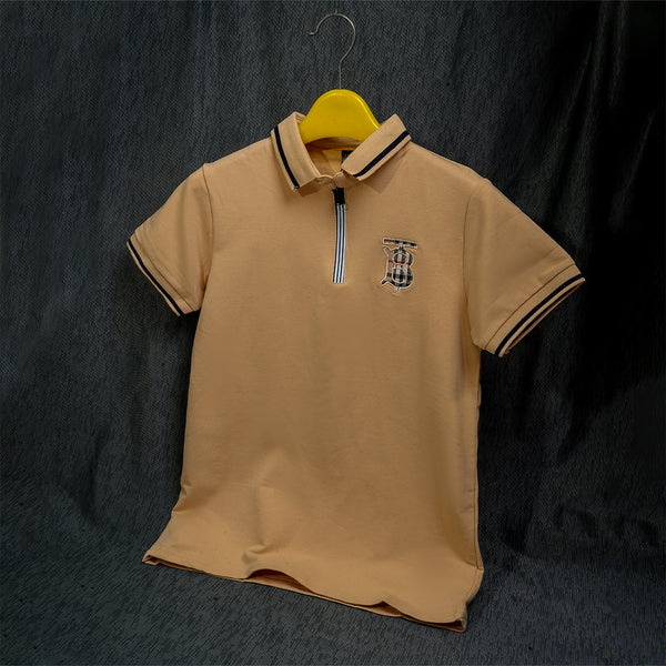 Boys Beige Polo T-Shirt